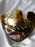 Bangle with three authentic Tahitian black pearls.